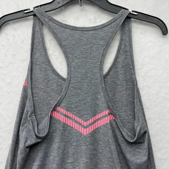Gap Fit Tank Top Womens M Gray Pink Active Scoop Neck Racerback Stretch Pullover - Picture 8 of 9
